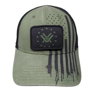Vortex Strapback Baseball Cap Green One Size Adjustable Patriotic Vented Holes